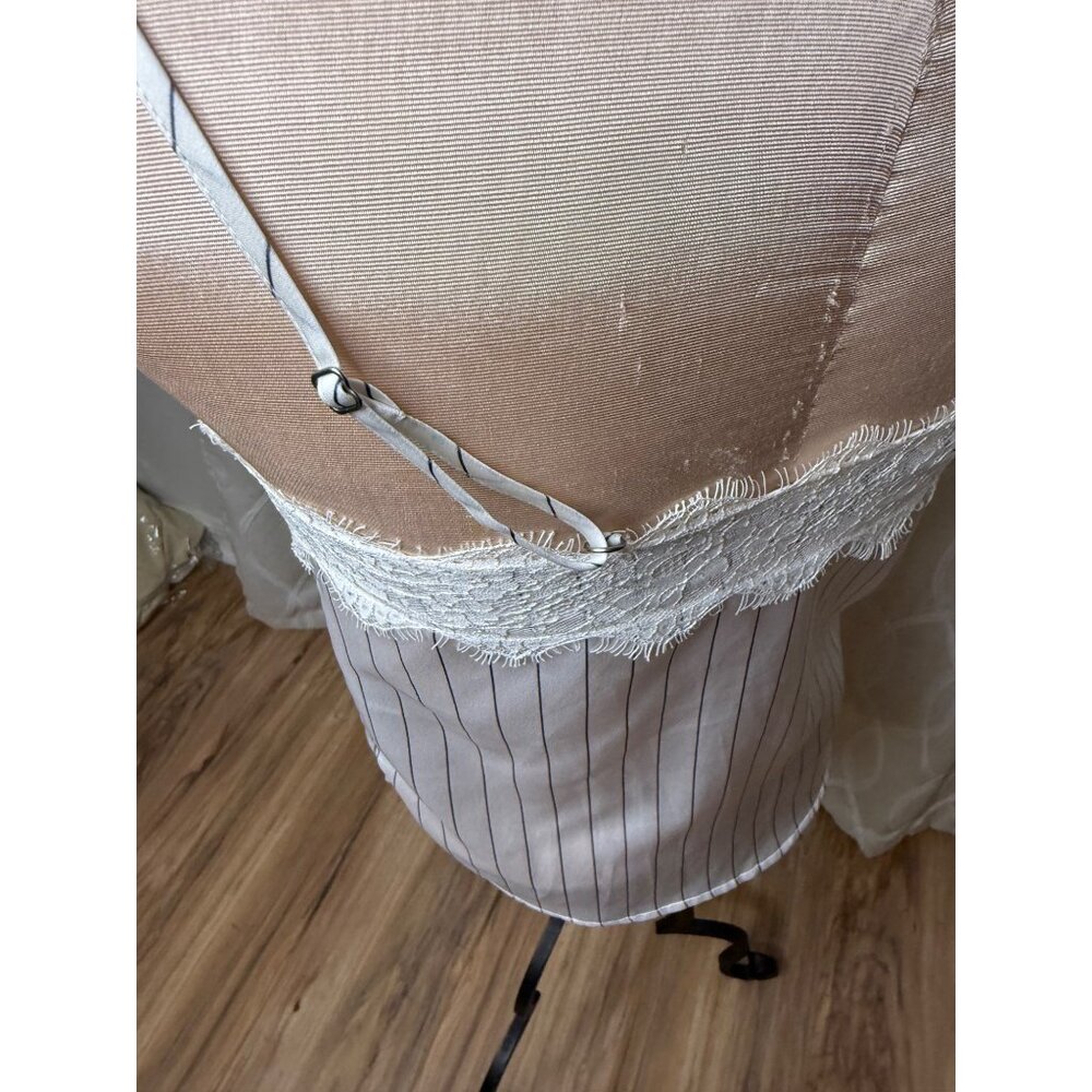 Abercrombie & Fitch Womens Striped Lace Trim Tank Top S White Navy Coquette Y2K - Picture 12 of 14